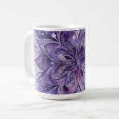 Lila Wasserfarben-Blumenmandala Kaffeetasse (Vorderseite Links)