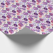 Lila Wasserfarben-Blumenmuster Geschenkpapier (Ecke)