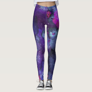 Lila Wasserfarben-Blumenmuster Leggings