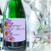 Lila Wasserfarben Blüten Romantisches Brautparty Schaumweinetikett