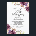 Lila Wasserfarben Floral 50. Geburtstagsparty Einladung<br><div class="desc">hübscher Floral Geburtstag Einladungen im Little Bayleigh Store!</div>