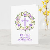 Lila Wasserfarben-Girl Karte (Gelbe Blume)