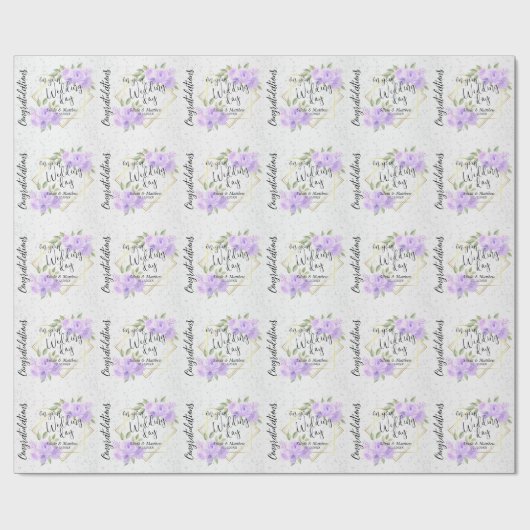 Lila Wasserfarben - Hochzeit individuell gestalten Geschenkpapier (Flach)