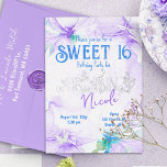 Lila Wasserfarben Orchideen Süß 16 Folieneinladung<br><div class="desc">Das süße 16-Party lädt mit lila und blauen Einladungen zu einem Besuch ein. Die Blumenschrift für Ihren Namen lässt sich leicht modifizieren. Wilde Blume können zusammen mit Ihrem Text skaliert und neu positioniert werden. Botanische lila, blaue und silberne Farbpalette ist vielseitig für Fledermausmitzvahs und Quinceaneras. Ein Libelle und ein Schmetterling...</div>