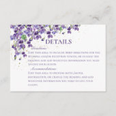 Lila Wasserfarben-Violetten Hochzeitsdetails Begleitkarte (Vorderseite)