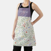 Lila Wasserfarben-Wildblumen-Boho-Monogramm-Name Schürze (InSitu)
