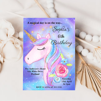 Lila Wasserfarben Zauberwürfel Geburtstagsparty Einladung