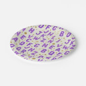 Lila Wasserfarbenalphabet Pappteller (Schrägansicht)