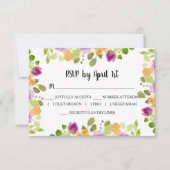 Lila Wasserfarbenblüten RSVP Karte (Vorderseite)