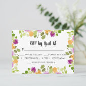 Lila Wasserfarbenblüten RSVP Karte (Stehend Vorderseite)