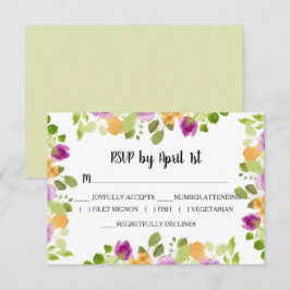 Lila Wasserfarbenblüten RSVP Karte