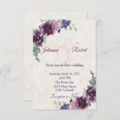 Lila Wasserfarbenblütenhochzeit Einladung (Vorne/Hinten)