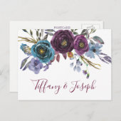 Lila Wasserfarbene Flora UAWG Hochzeit Einladungspostkarte (Vorne/Hinten)