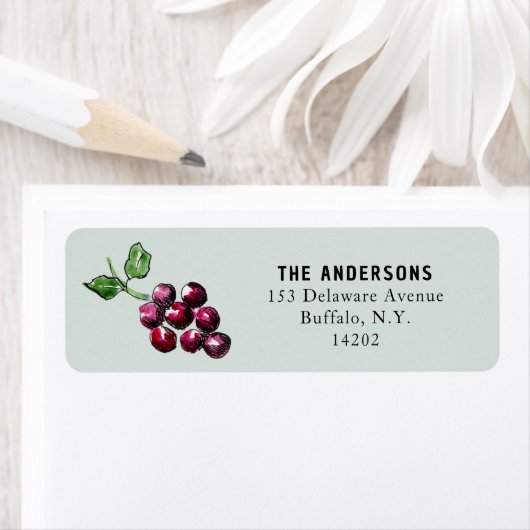 Lila Wasserfarbenen Trauben Elegante Rücksendeadre (Insitu)