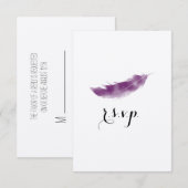 Lila Wasserfarbenfederung - RSVP Karte (Vorne/Hinten)