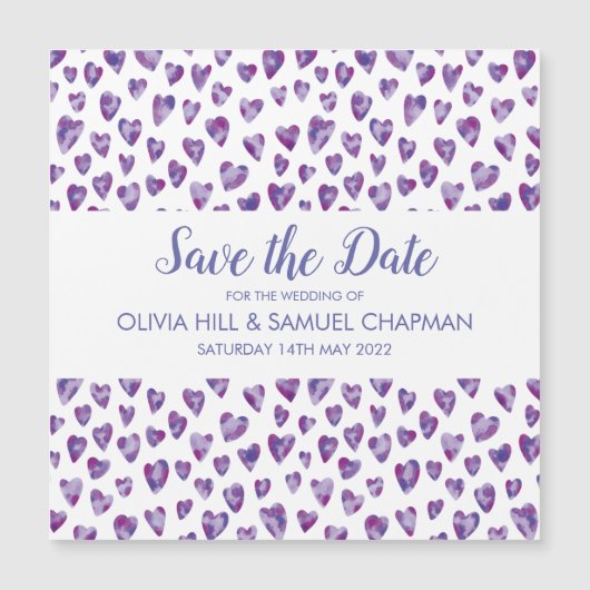 Lila Wasserfarbenherz Magnetkarte (Vorderseite)