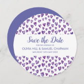 Lila Wasserfarbenherz Save The Date (Vorne/Hinten)