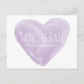 Lila Wasserfarbenherz Save the Date Postkarte (Vorderseite)