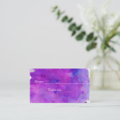 Lila Wasserfarbenhochzeit Platzkarte (Stehend Vorderseite)