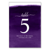 Lila Wasserfarbenhochzeit Tischnummer (Rückseite)