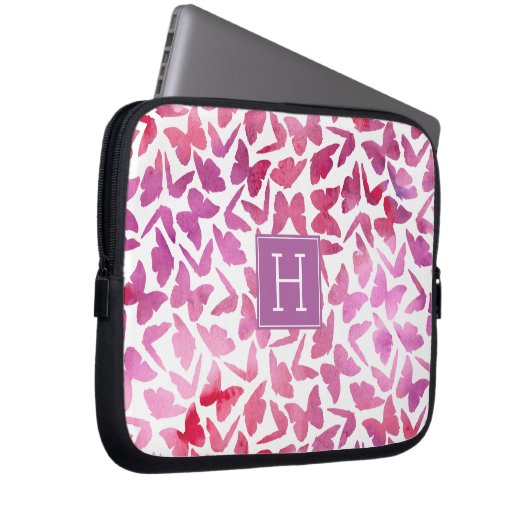 Lila Wasserfarbenmuster Laptopschutzhülle (Vorne Rechts)