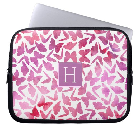 Lila Wasserfarbenmuster Laptopschutzhülle (Vorderseite)