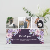 Lila Wasserfarbenprägung Dankeskarte (Stehend Vorderseite)