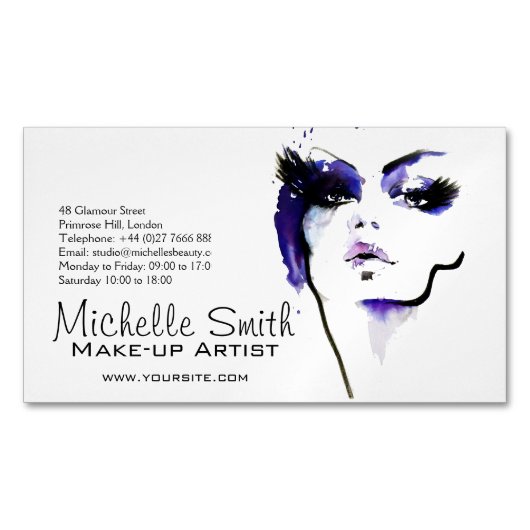 Lila Wasserfarbenprägung Magnetische Visitenkarte (Vorderseite)