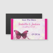 Lila Wasserfarbenschmetterlinge in Rosa Magnetkarte (Vorne/Hinten)