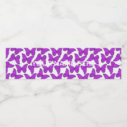 Lila Wasserfarbenschmetterlinge Wasserflaschenetikett (Einzelnes Label)