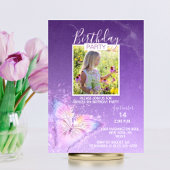 Lila Wasserfarbenschmetterlingsmädchen Geburtstag Einladung