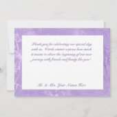 Lila Wasserfarbenviolette Hochzeit Dankeskarte (Rückseite)