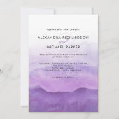 Lila Wasserfarbenwellen | Einladung zur Hochzeit (Vorderseite)