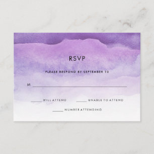 Lila Wasserfarbenwellen   RSVP-Reaktion auf Hochze RSVP Karte