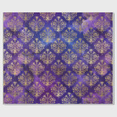 Lila Wasserfarbmuster mit Goldener Damaske Geschenkpapier (Flach)