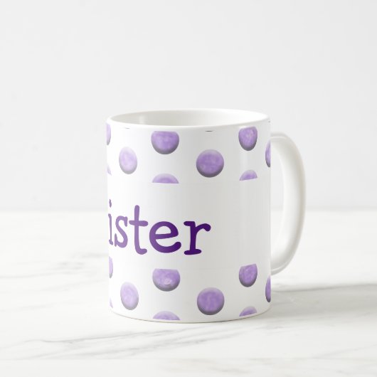 Lila Wasserfarbpunkte mit Text markieren Kaffeetasse (VorderseiteRechts)