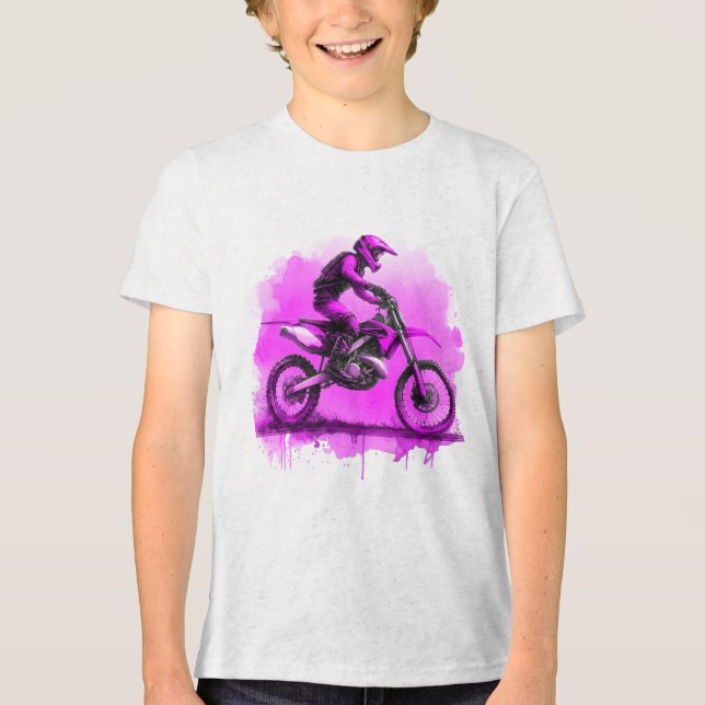 Lila Wasserfarbrad Tri-Blend Shirt (Vorderseite)