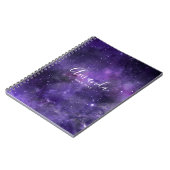 Lila Wasserfarbraum. Moderne Galaxiesterne Notizblock (Linke Seite)