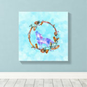 Lila WasserfarbWolf mit Boho Kranz Leinwanddruck (Insitu (Holzboden))