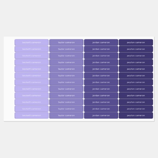 Lila wasserfester Name Etiketten (Blatt)