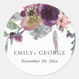 LILA WASSERFLORALFLÄCHE MIT WASSER RUNDER AUFKLEBER