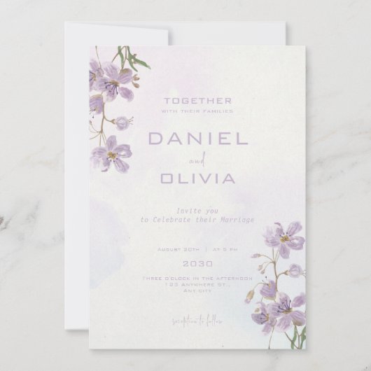 Lila Wasserhymne Einladung (Vorderseite)