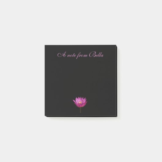 Lila Wasserlilie Lotus Black Post-it-Hinweise Post-it Klebezettel (Vorderseite)