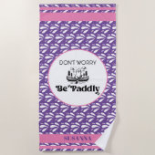 Lila Wassermuster Streifen Retro Kanu Otter Name Strandtuch (Vorderseite)