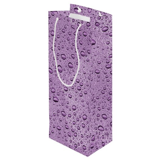 Lila Wassertröpfchen Geschenktüte Für Weinflaschen (Rückseite Schrägansicht)