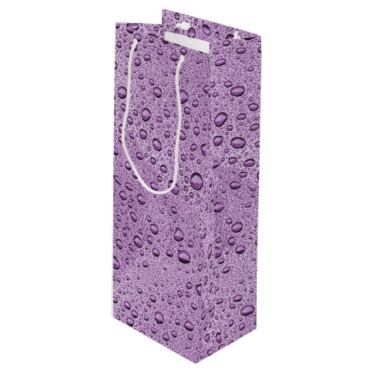 Lila Wassertröpfchen Geschenktüte Für Weinflaschen (Vorderseite Schrägansicht)