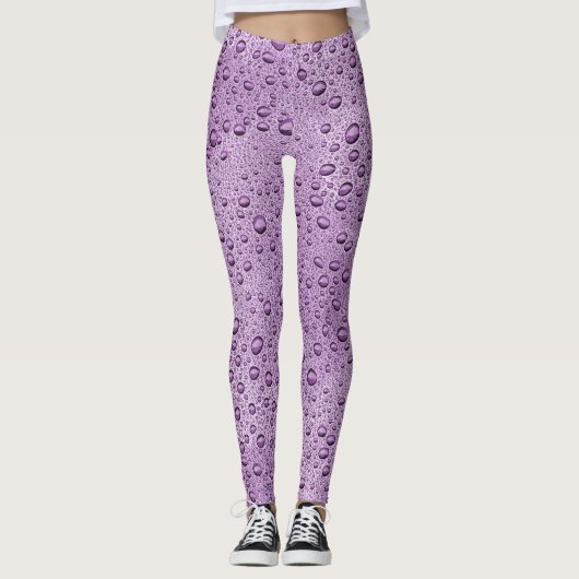 Lila Wassertröpfchen Leggings (Vorderseite)