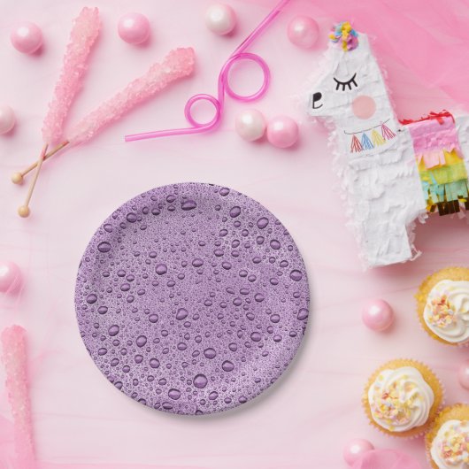 Lila Wassertröpfchen Pappteller (Party)