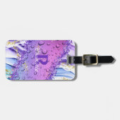 Lila Wassertropfen | Blue and White Ombre Gepäckanhänger (Vorderseite horizontal)