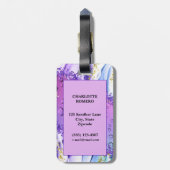 Lila Wassertropfen | Blue and White Ombre Gepäckanhänger (Rückseite vertikal)